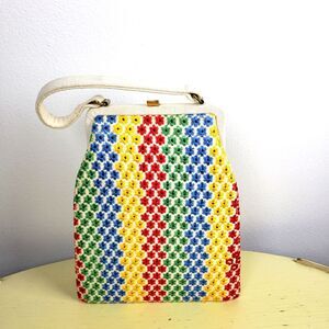 Women's Vintage Pretty 60's 70's Floral Embroidered Long Pocket Book Purse